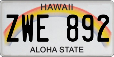 HI license plate ZWE892