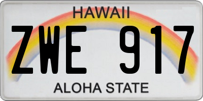 HI license plate ZWE917