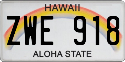 HI license plate ZWE918