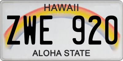 HI license plate ZWE920