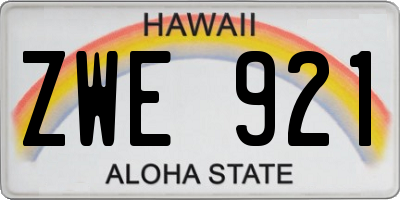HI license plate ZWE921