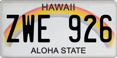 HI license plate ZWE926