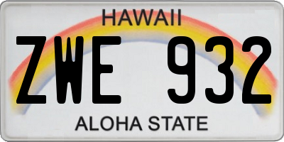 HI license plate ZWE932