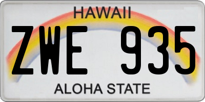 HI license plate ZWE935