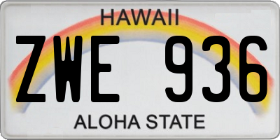 HI license plate ZWE936