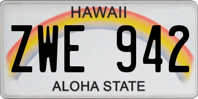 HI license plate ZWE942