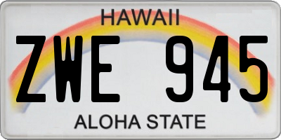 HI license plate ZWE945