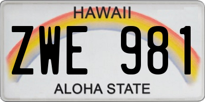 HI license plate ZWE981