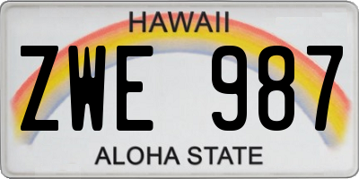 HI license plate ZWE987