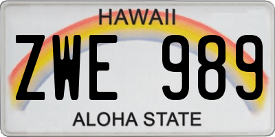 HI license plate ZWE989
