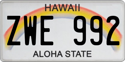 HI license plate ZWE992