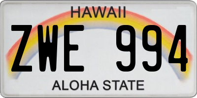 HI license plate ZWE994