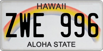 HI license plate ZWE996