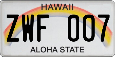 HI license plate ZWF007