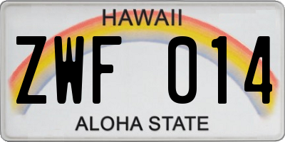 HI license plate ZWF014