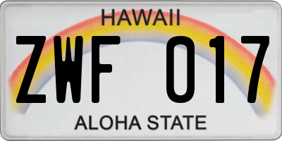 HI license plate ZWF017