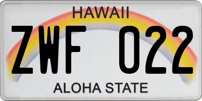 HI license plate ZWF022