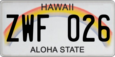 HI license plate ZWF026