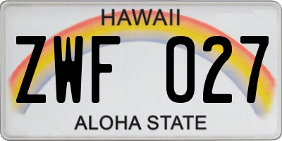 HI license plate ZWF027