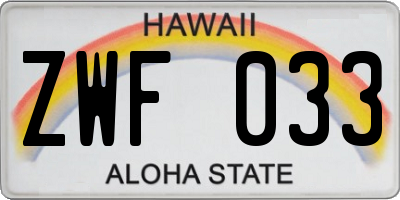 HI license plate ZWF033