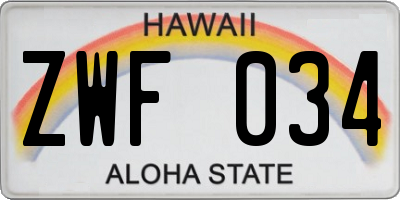 HI license plate ZWF034
