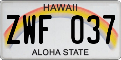 HI license plate ZWF037