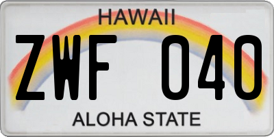 HI license plate ZWF040