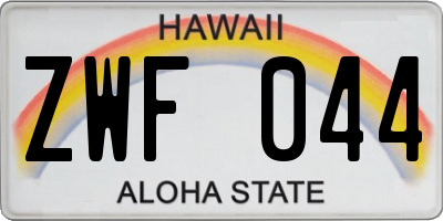HI license plate ZWF044
