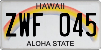 HI license plate ZWF045