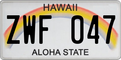 HI license plate ZWF047