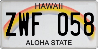 HI license plate ZWF058