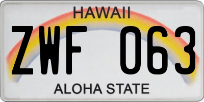 HI license plate ZWF063