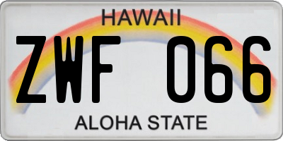 HI license plate ZWF066