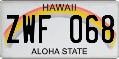 HI license plate ZWF068