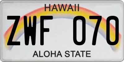 HI license plate ZWF070