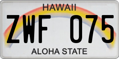 HI license plate ZWF075