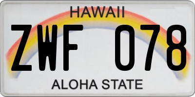 HI license plate ZWF078