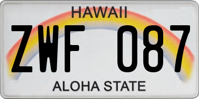 HI license plate ZWF087