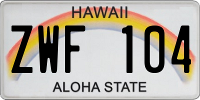 HI license plate ZWF104