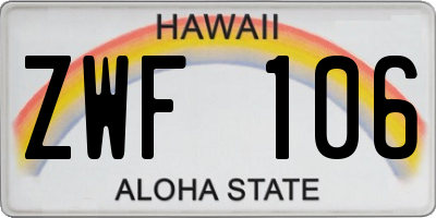 HI license plate ZWF106