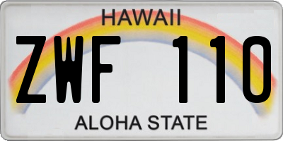 HI license plate ZWF110