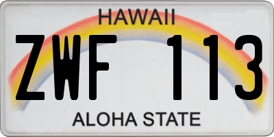 HI license plate ZWF113