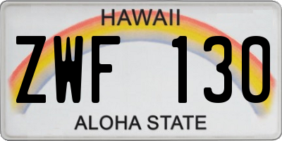 HI license plate ZWF130