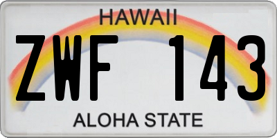 HI license plate ZWF143