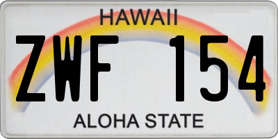 HI license plate ZWF154