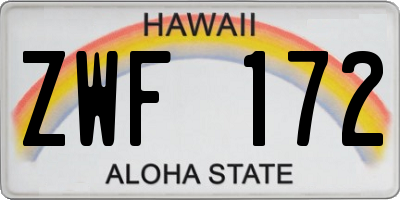 HI license plate ZWF172