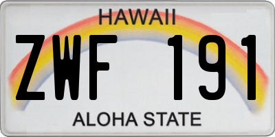 HI license plate ZWF191