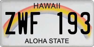 HI license plate ZWF193