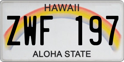 HI license plate ZWF197