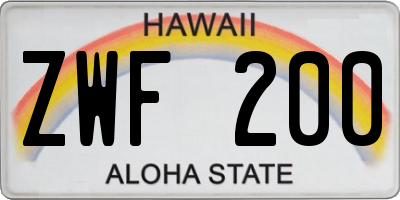 HI license plate ZWF200
